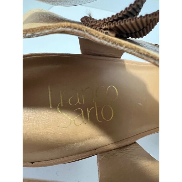 Franco Sarto Helga Sandals Tan Brown Leather Stacked Block Heel Women's Size 9.5 - Picture 8 of 10